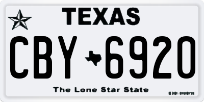 TX license plate CBY6920