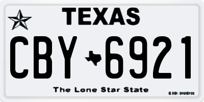 TX license plate CBY6921