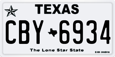 TX license plate CBY6934