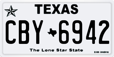 TX license plate CBY6942