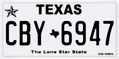 TX license plate CBY6947