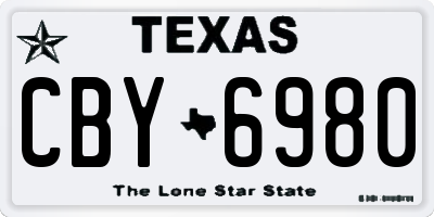 TX license plate CBY6980