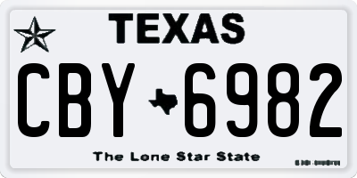 TX license plate CBY6982