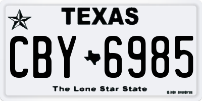 TX license plate CBY6985