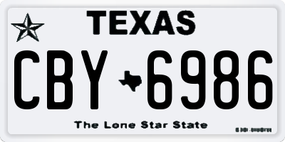 TX license plate CBY6986