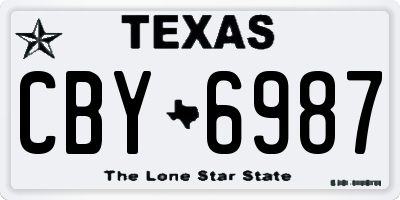 TX license plate CBY6987