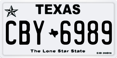 TX license plate CBY6989
