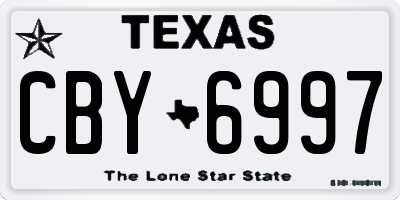 TX license plate CBY6997