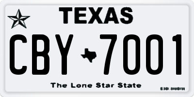 TX license plate CBY7001