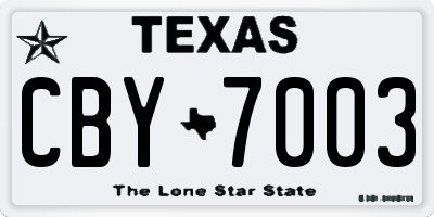 TX license plate CBY7003