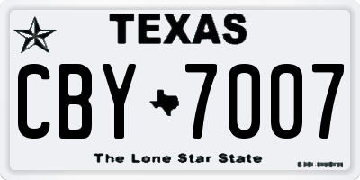 TX license plate CBY7007
