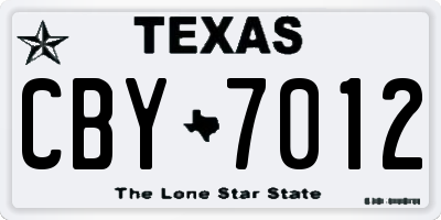 TX license plate CBY7012