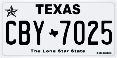 TX license plate CBY7025