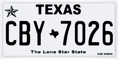 TX license plate CBY7026