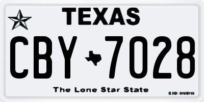 TX license plate CBY7028