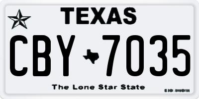 TX license plate CBY7035