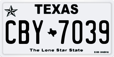 TX license plate CBY7039