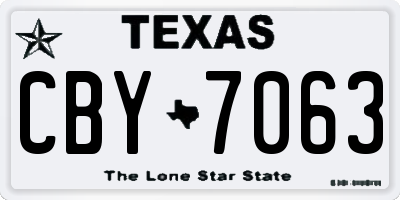 TX license plate CBY7063