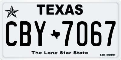 TX license plate CBY7067