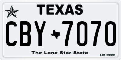 TX license plate CBY7070