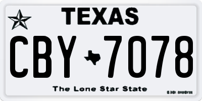 TX license plate CBY7078