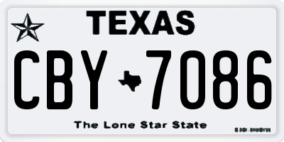TX license plate CBY7086