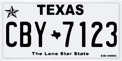 TX license plate CBY7123