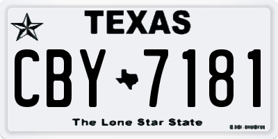 TX license plate CBY7181