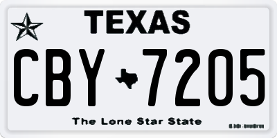 TX license plate CBY7205