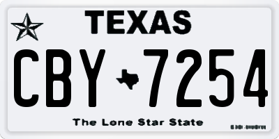 TX license plate CBY7254