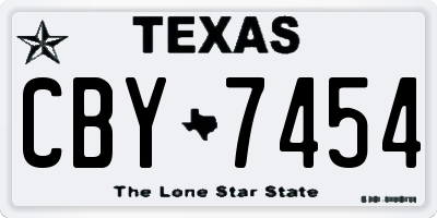 TX license plate CBY7454