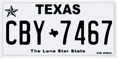 TX license plate CBY7467