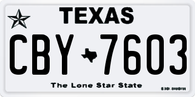 TX license plate CBY7603