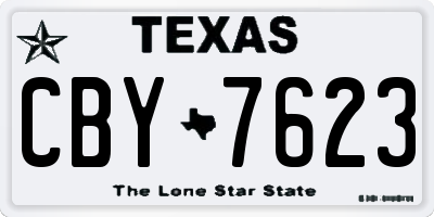 TX license plate CBY7623