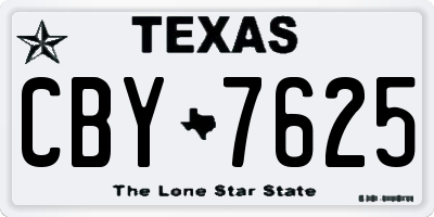 TX license plate CBY7625