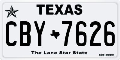 TX license plate CBY7626