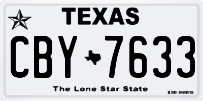 TX license plate CBY7633