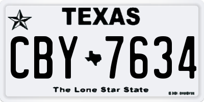 TX license plate CBY7634