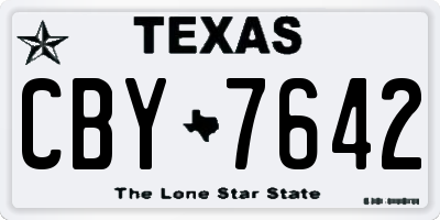 TX license plate CBY7642