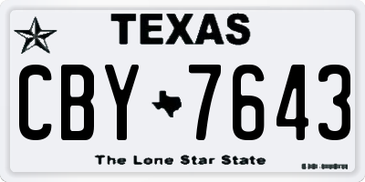 TX license plate CBY7643