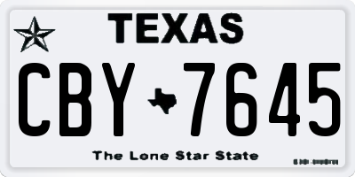 TX license plate CBY7645