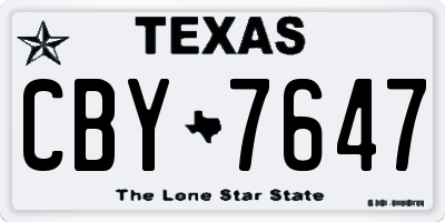 TX license plate CBY7647