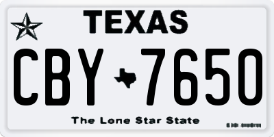 TX license plate CBY7650