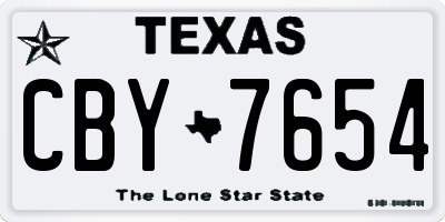 TX license plate CBY7654