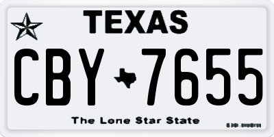 TX license plate CBY7655