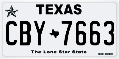TX license plate CBY7663