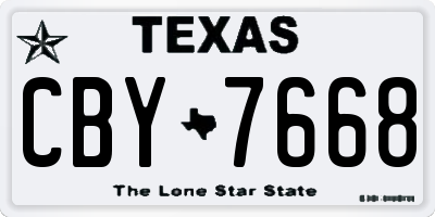 TX license plate CBY7668