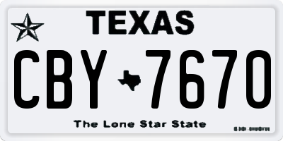 TX license plate CBY7670