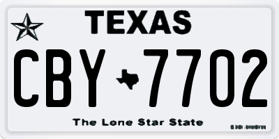 TX license plate CBY7702