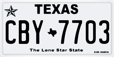 TX license plate CBY7703